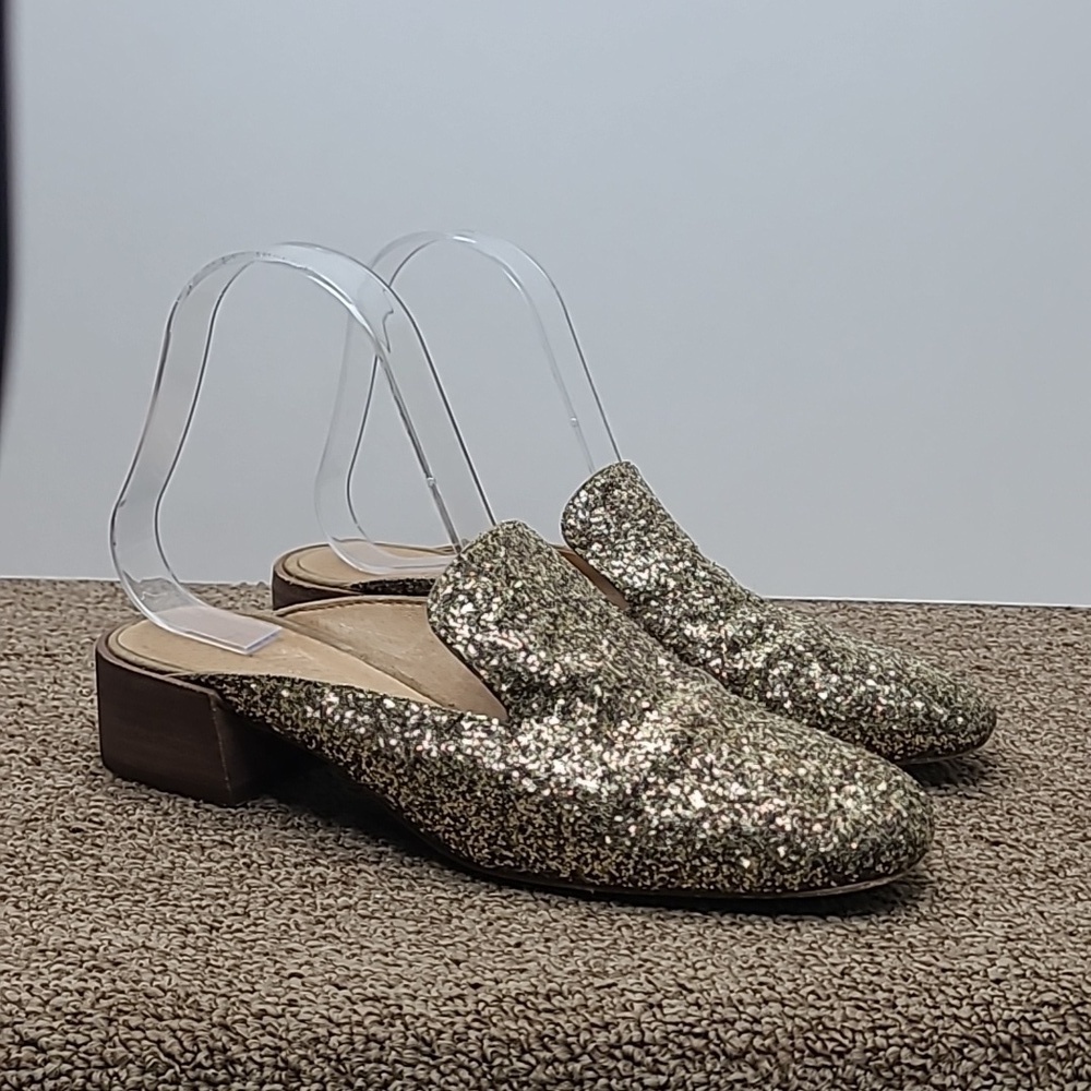 Madewell Willa Loafer Mule In Gold Glitter Sz 6.5 Women's